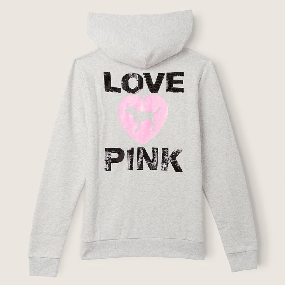 New Victoria’s Secret Pink Love Pink Sequin Hoodie